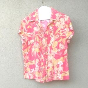 Emma James Floral Ruffle Linen Blend Top 12